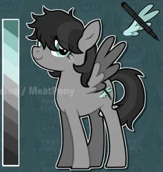 Size: 530x558 | Tagged: safe, artist:clowncarpal, derpibooru import, oc, oc:inky quills, unofficial characters only, pegasus, pony, image, male, png, reference sheet, solo, stallion