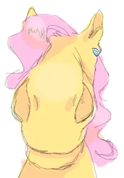 Size: 444x638 | Tagged: safe, artist:clowncarpal, derpibooru import, fluttershy, pegasus, pony, colored sketch, female, hoers, image, mare, png, simple background, sketch, solo, white background