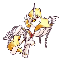 Size: 3000x3000 | Tagged: safe, artist:magician-horse, derpibooru import, daybreaker, alicorn, pony, chains, clothes, fanfic art, female, g4, image, png, simple background, solo, suit, transparent background