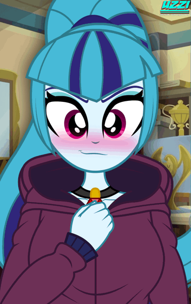 Size: 1257x2000 | Tagged: questionable, artist:uzzi-ponydubberx, sonata dusk, equestria girls, rainbow rocks, animated, bangs, big breasts, blue nipples, blushing, breasts, busty sonata dusk, clothes, dark nipples, exhibitionism, exposed breasts, flashing boobs, gif, hairband, image, jacket, looking at you, smiling, smiling at you, solo, wide eyes