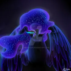 Size: 894x894 | Tagged: safe, artist:sweeetop, oc, oc:nyx, unofficial characters only, alicorn, pony, alicorn oc, crying, deviantart watermark, horn, image, jpeg, nightmare nyx, obtrusive watermark, sad, solo, tears of pain, watermark, wings