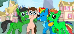 Size: 828x381 | Tagged: safe, artist:thebronypony123, derpibooru import, oc, oc:braden, oc:oliver featherwing, oc:shield wing, oc:star armour, unofficial characters only, alicorn, earth pony, pegasus, pony, group photo, image, jpeg, male, stallion