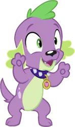 Size: 1489x2520 | Tagged: safe, derpibooru import, edit, edited screencap, editor:homersimpson1983, screencap, spike, spike the regular dog, dog, equestria girls, background removed, bipedal, collar, image, male, not a vector, png, solo