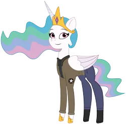 Size: 1759x1737 | Tagged: safe, artist:edy_january, artist:prixy05, derpibooru import, edit, vector edit, princess celestia, alicorn, pony, g5, my little pony: tell your tale, boots, captain, captain. celestin, clothes, denim, g4, g4 to g5, generation leap, girls und panzer, image, jacket, jeans, lead, leader, military, military pony, military uniform, pants, png, saunders, shirt, shoes, simple background, soldier, soldier pony, solo, transparent background, uniform, united states, vector