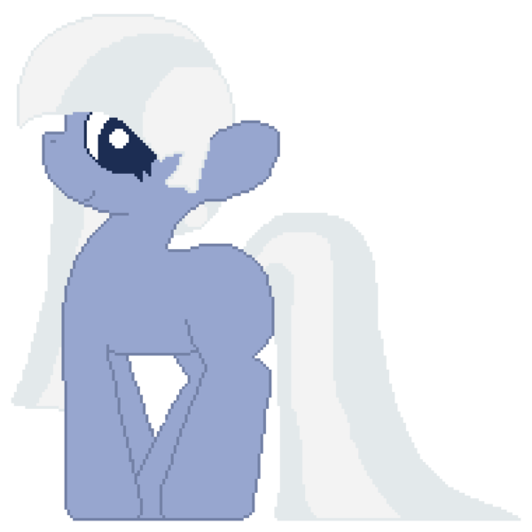 Size: 950x950 | Tagged: safe, artist:castafae, derpibooru import, oc, oc:snowy, unofficial characters only, earth pony, pony, blank flank, female, image, long mane, long tail, mare, pixel art, png, simple background, solo, tail, transparent background