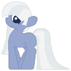 Size: 950x950 | Tagged: safe, artist:castafae, derpibooru import, oc, oc:snowy, unofficial characters only, earth pony, pony, blank flank, female, image, long mane, long tail, mare, pixel art, png, simple background, solo, tail, transparent background