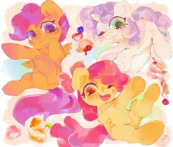 Size: 2048x1743 | Tagged: safe, artist:noblecrumble, derpibooru import, apple bloom, scootaloo, sweetie belle, earth pony, pegasus, unicorn, cutie mark crusaders, dessert, food, image, jpeg