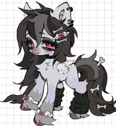 Size: 1872x2048 | Tagged: safe, artist:p0nyplanet, derpibooru import, oc, unofficial characters only, pegasus, pony, adoptable, chest fluff, clothes, ear piercing, earring, female, hairclip, image, jewelry, jpeg, leg warmers, mare, piercing, solo, unshorn fetlocks