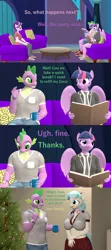 Size: 1920x4320 | Tagged: suggestive, artist:papadragon69, derpibooru import, coco pommel, spike, starlight glimmer, twilight sparkle, anthro, a hearth's warming tail, 3d, big breasts, book, breasts, busty coco pommel, comic, couch, cup, female, hearth's warming eve, holiday, image, imminent sex, male, older, older spike, png, pun, ship:cocospike, shipping, source filmmaker, straight