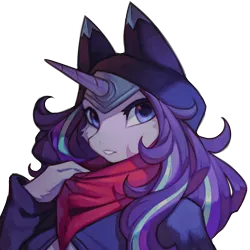 Size: 944x944 | Tagged: safe, artist:hioshiru, derpibooru import, starlight glimmer, anthro, unicorn, bust, clothes, collaboration, collaboration:choose your starlight, female, image, looking at you, png, portrait, simple background, solo, transparent background