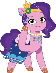 Size: 873x1134 | Tagged: safe, artist:prixy05, derpibooru import, pipp petals, pegasus, pony, g5, my little pony: tell your tale, clothes, crystal ball (episode), dress, ear piercing, female, headband, image, jewelry, mare, necklace, piercing, png, simple background, smiling, solo, transparent background, vector