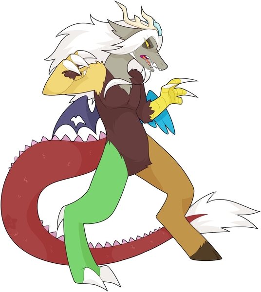 Size: 2814x3150 | Tagged: safe, artist:shortbred, derpibooru import, discord, draconequus, g5, spoiler:g5comic, idw 57, image, jpeg, male, old man discord, older, redraw, sharp nails, simple background, solo, white background