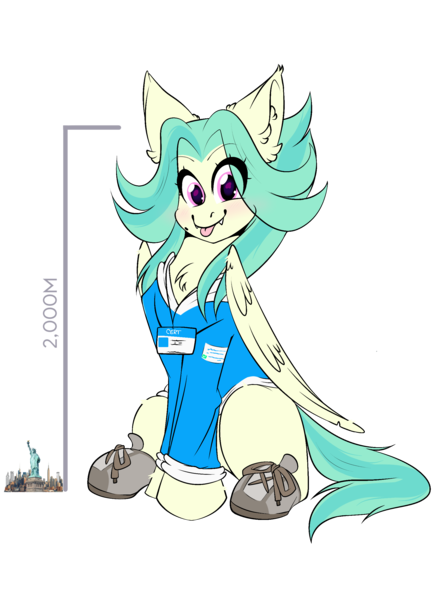 Size: 1910x2600 | Tagged: safe, artist:lustrebeam, artist:mkogwheel, derpibooru import, oc, oc:lustrebeam, pegasus, :p, architecture, clothes, ear fluff, image, jacket, lanyard, looking at you, macro, pegasus oc, png, shoes, statue of liberty, teeth, tongue out, wings