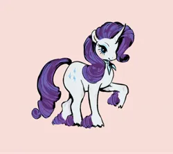 Size: 4096x3655 | Tagged: safe, artist:swollenbabyfat, derpibooru import, rarity, pony, unicorn, curved horn, female, horn, image, jpeg, mare, neckerchief, pink background, raised hoof, simple background, solo, unshorn fetlocks