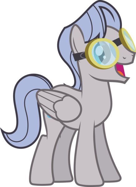 Size: 5227x7170 | Tagged: safe, artist:starryshineviolet, derpibooru import, pegasus, pony, hurricane fluttershy, absurd resolution, aviator goggles, g4, goggles, happy, image, male, open mouth, png, silverwing (character), simple background, solo, stallion, transparent background, vector