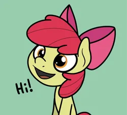 Size: 2048x1848 | Tagged: safe, artist:ewoudcponies, derpibooru import, apple bloom, earth pony, pony, female, filly, foal, green background, hi, image, open mouth, png, simple background, solo