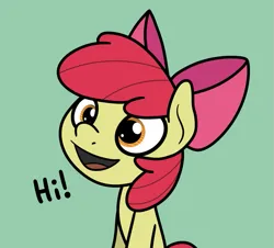 Size: 665x600 | Tagged: safe, artist:ewoudcponies, derpibooru import, apple bloom, earth pony, pony, female, filly, foal, green background, hi, image, open mouth, png, simple background, solo