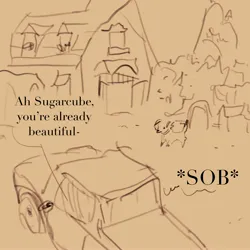 Size: 4000x4000 | Tagged: safe, artist:swollenbabyfat, derpibooru import, part of a set, winona, dog, pony, barn, car, dialogue, failgirl fluttershy, female, image, implied applejack, implied fluttershy, jpeg, mare, monochrome, pickup truck, sweet apple acres, vehicle