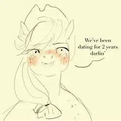 Size: 4000x4000 | Tagged: safe, artist:swollenbabyfat, derpibooru import, applejack, fluttershy, earth pony, pony, blushing, dialogue, female, image, implied fluttershy, jpeg, lesbian, mare, ship:appleshy, shipping