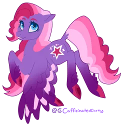 Size: 1323x1343 | Tagged: safe, artist:caffeinatedcarny, derpibooru import, starsong, pegasus, g3, coat markings, colored wings, feathered fetlocks, flying, gradient hooves, gradient wings, image, markings, png, redesign, simple background, smiling, solo, transparent background, wings