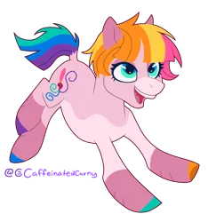 Size: 1288x1326 | Tagged: safe, artist:caffeinatedcarny, derpibooru import, toola roola, earth pony, g3, coat markings, eye markings, hooves, image, markings, multicolored hooves, open mouth, open smile, png, redesign, simple background, smiling, solo, transparent background, unshorn fetlocks