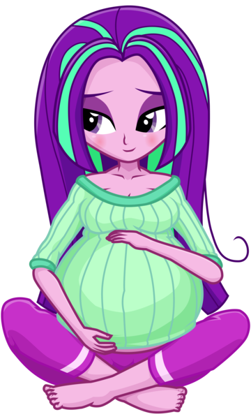 Size: 3150x5250 | Tagged: safe, artist:xniclord789x, derpibooru import, aria blaze, human, equestria girls, ariabetes, barefoot, belly, big belly, blushing, breasts, cleavage, clothes, crossed legs, cute, feet, female, g4, hand on belly, image, pajamas, png, preggo blaze, pregnant, simple background, smiling, sweater, transparent background, when she smiles