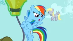 Size: 1280x720 | Tagged: safe, derpibooru import, screencap, derpy hooves, rainbow dash, pony, the super speedy cider squeezy 6000, crossed hooves, image, png