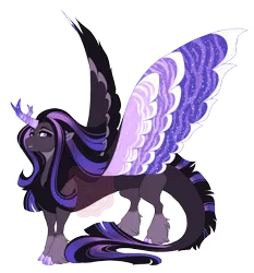 Size: 4000x4300 | Tagged: safe, artist:gigason, derpibooru import, oc, oc:trickster, draconequus, colored wings, image, magical threesome spawn, multicolored wings, offscreen character, parent:discord, parent:starlight glimmer, parent:twilight sparkle, png, simple background, solo, transparent background, wings