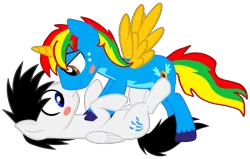 Size: 5030x3199 | Tagged: safe, artist:shieldwingarmorofgod, derpibooru import, oc, oc:shane park, oc:shield wing, unofficial characters only, alicorn, pegasus, pony, alicorn oc, g4, gay, horn, image, male, on top, png, shipping, simple background, stallion, transparent background, wings