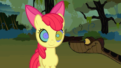Size: 1920x1080 | Tagged: safe, artist:ocean lover, derpibooru import, edit, vector edit, apple bloom, earth pony, pony, python, snake, animated, apple bloom's bow, bow, cute, disney, everfree forest, female, filly, foal, forest, forest background, forked tongue, gif, hair bow, hypno eyes, hypnosis, hypnotized, image, kaa, kaa eyes, looking at each other, looking at someone, nature, red mane, slit eyes, slit pupils, smiley face, snake eyes, tree, vector, youtube link