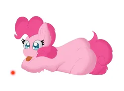 Size: 2323x1712 | Tagged: safe, artist:cinematic-fawn, derpibooru import, pinkie pie, pony, behaving like a cat, image, laser pointer, lying down, png, prone, simple background, solo, tongue out, white background