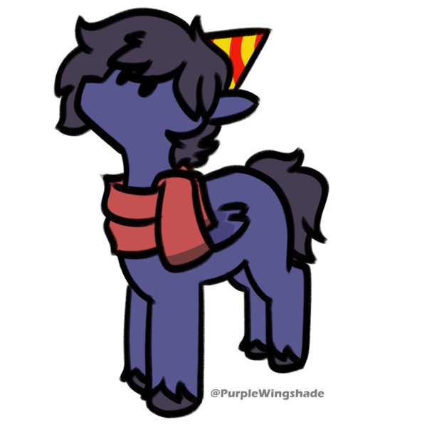 Size: 3000x3000 | Tagged: safe, artist:purple wingshade, derpibooru import, oc, oc:fenris ebonyglow, pegasus, pony, birthday, clothes, fluffy, hat, image, male, multicolored hair, party hat, png, scarf, socks, solo, solo male, stallion