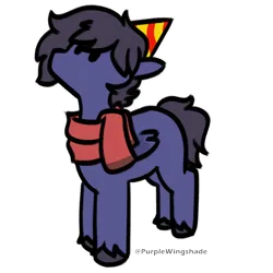 Size: 3000x3000 | Tagged: safe, artist:purple wingshade, derpibooru import, oc, oc:fenris ebonyglow, pegasus, pony, birthday, clothes, fluffy, hat, image, male, multicolored hair, party hat, png, scarf, socks, solo, solo male, stallion