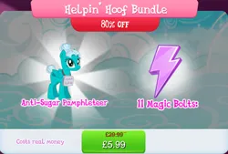Size: 1266x857 | Tagged: safe, derpibooru import, idw, official, pegasus, pony, bundle, costs real money, english, female, folded wings, g4, gameloft, idw showified, image, jpeg, mare, mobile game, my little pony: magic princess, numbers, rain parade, sale, solo, solo focus, text, wings