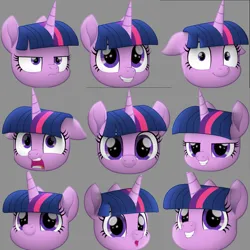 Size: 2655x2655 | Tagged: safe, derpibooru import, twilight sparkle, pony, unicorn, chubby, cute, emotional, emotions, face, female, gray background, head only, image, mare, movie accurate, png, reference, simple background, solo, twiabetes, unicorn twilight