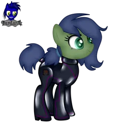 Size: 3536x3652 | Tagged: safe, artist:damlanil, derpibooru import, oc, oc:gray hat, earth pony, pony, bodysuit, catsuit, clothes, collar, commission, cute, female, high heels, image, latex, latex suit, mare, png, rubber, shiny, shoes, show accurate, simple background, solo, standing, suit, transparent background, vector