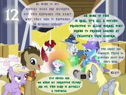 Size: 827x621 | Tagged: safe, artist:bronybyexception, derpibooru import, derpy hooves, dinky hooves, doctor whooves, princess celestia, star swirl the bearded, time turner, trixie, oc, oc:fausticorn, alicorn, earth pony, pegasus, pony, unicorn, advent calendar, baby, baby pony, camera, cloak, clothes, female, filly, foal, fourth doctor's scarf, hat, image, jpeg, male, mare, scarf, stallion, striped scarf, time travel
