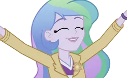 Size: 3594x2225 | Tagged: safe, derpibooru import, editor:homersimpson1983, princess celestia, human, equestria girls, arms in the air, eyes closed, female, image, png, principal celestia, solo