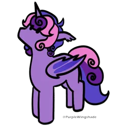 Size: 3000x3000 | Tagged: safe, artist:purple wingshade, derpibooru import, oc, oc:cinnamon music, unofficial characters only, alicorn, bat pony, bat pony alicorn, pony, alicorn oc, bat pony oc, bat wings, colored wings, curly hair, cute, dot eyes, ear tufts, female, folded wings, horn, image, looking up, mare, multicolored hair, multicolored wings, png, simple background, small, solo, standing, transparent background, wings