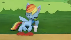 Size: 1920x1080 | Tagged: safe, derpibooru import, edit, edited screencap, screencap, rainbow dash, pegasus, pony, my little pony: pony life, my little pony: stop motion short, cute, image, png, sleeping