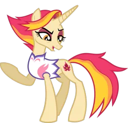 Size: 8711x8385 | Tagged: safe, artist:starryshineviolet, derpibooru import, fire flare, pony, unicorn, the summer sun setback, absurd resolution, female, g4, image, mare, outfit, png, raised hoof, simple background, transparent background, vector