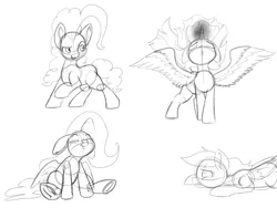 Size: 8000x6000 | Tagged: safe, artist:imposter dude, derpibooru import, fluttershy, pinkie pie, rainbow dash, twilight sparkle, twilight sparkle (alicorn), alicorn, earth pony, pegasus, absurd resolution, happy, image, magic, png, practice, practice drawing, practice sketch, rainbow crash, simple background, sketch, white background