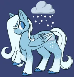 Size: 1981x2048 | Tagged: safe, artist:primrosedinocat, derpibooru import, oc, oc:northern wind, unofficial characters only, pegasus, blue background, coat markings, cutie mark, folded wings, image, looking back, pegasus oc, png, raised hoof, simple background, smiling, socks (coat marking), solo, tail, unshorn fetlocks, wings