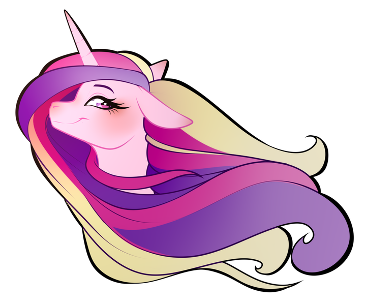 Size: 1228x1020 | Tagged: safe, artist:symphstudio, derpibooru import, princess cadance, pony, bust, floppy ears, image, looking at you, png, portrait, simple background, smiling, solo, white background, wind, windswept mane