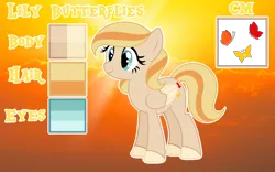 Size: 2108x1312 | Tagged: safe, artist:cindystarlight, derpibooru import, oc, oc:lily butterflies, pegasus, pony, female, image, mare, png, reference sheet, solo