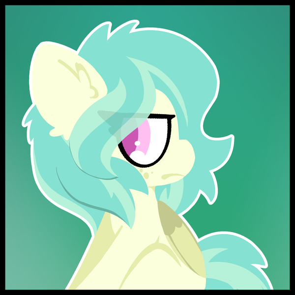 Size: 2250x2250 | Tagged: safe, artist:moonydusk, derpibooru import, oc, oc:lustrebeam, pegasus, green background, image, magenta eyes, pegasus oc, png, pouting, simple background, sitting, teal mane, wings