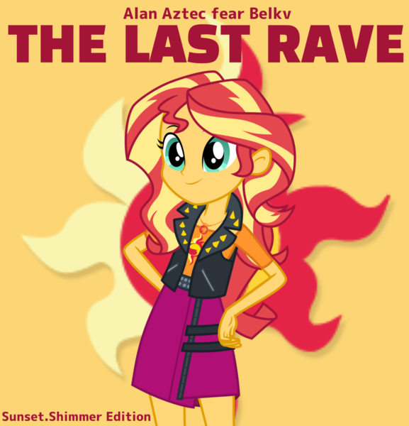 Size: 1194x1242 | Tagged: safe, artist:edy_january, artist:twilirity, derpibooru import, edit, sunset shimmer, human, equestria girls, equestria girls series, alan aztec, album, album cover, album parody, belkv, g4, geode of empathy, hardbass, image, magical geodes, music, png, simple background, song, sunset shimmer edition (album), vector used