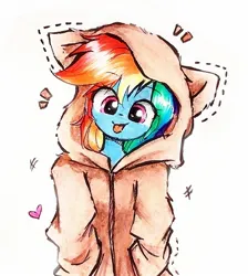 Size: 1669x1860 | Tagged: safe, artist:liaaqila, derpibooru import, rainbow dash, pegasus, pony, clothes, coat, cute, dashabetes, eyebrows, eyebrows visible through hair, image, jpeg, liaaqila is trying to murder us, liaaqila is trying to murder us with dashabetes, looking at you, multicolored hair, rainbow hair, simple background, sweet dreams fuel, tongue out, traditional art, white background