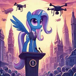 Size: 519x519 | Tagged: safe, ai content, derpibooru import, machine learning generated, prompter:vanilla5751, trixie, pony, unicorn, female, g4, image, jpeg, mare, president, solo, solo focus
