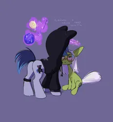 Size: 2209x2381 | Tagged: safe, artist:khvorost162, derpibooru import, oc, earth pony, unicorn, butt, duo, duo male and female, earth pony oc, female, glasses, horn, image, magic, male, plot, png, sitting, spine, standing, unicorn oc